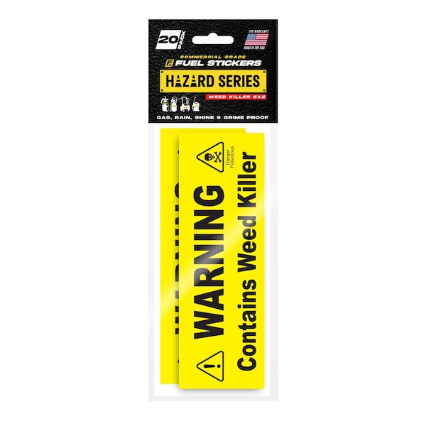 Weed Killer Sticker, Warning Label: Pump Sprayer, Commercial Sprayer: Hvy-Dty, 6''x2'', 20PK